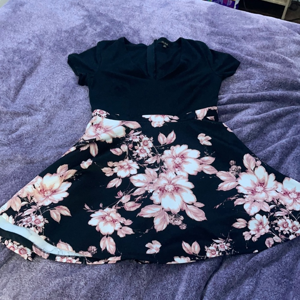 Black and pink floral dress